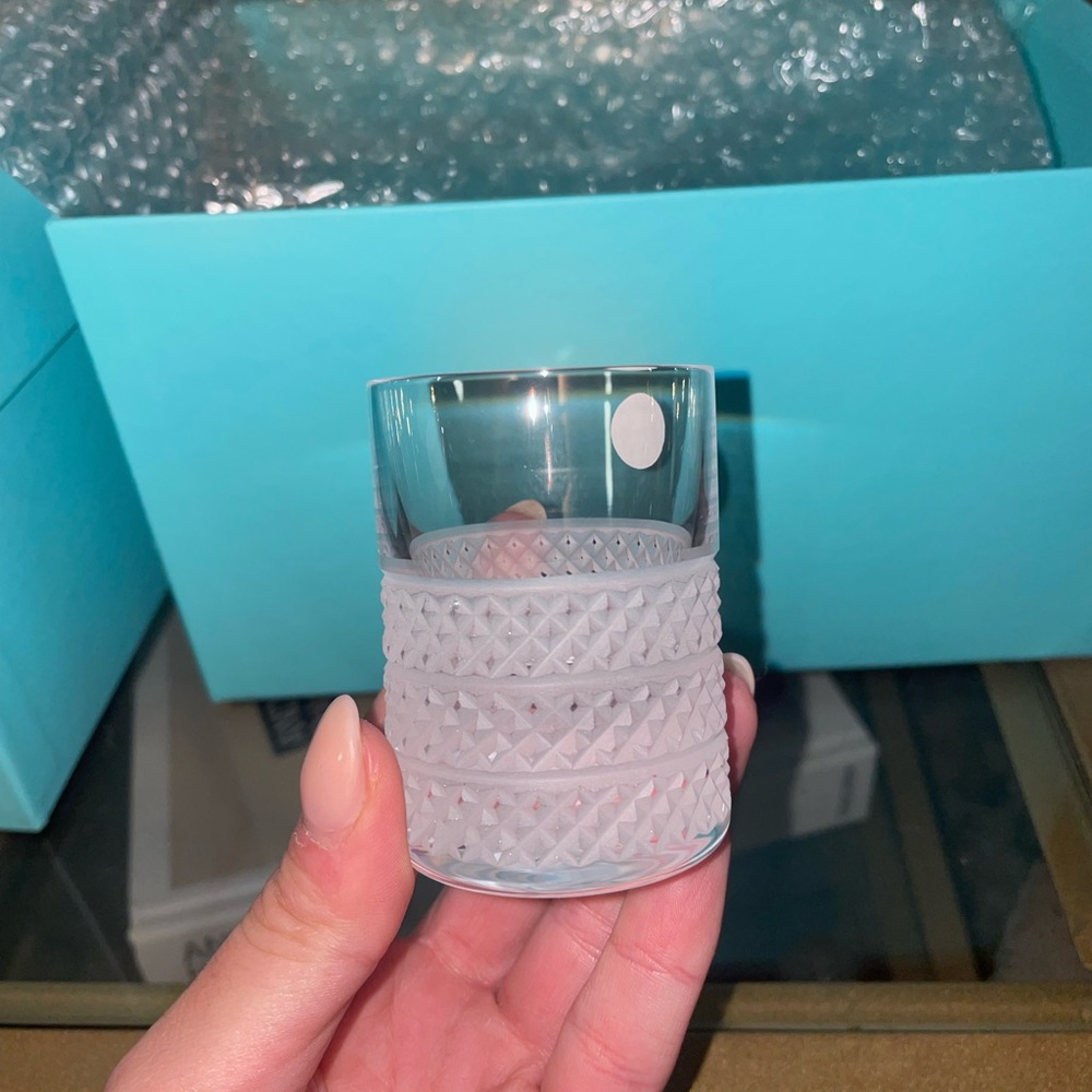 4 Tiffany & Co Diamond Point Double Old-fashioned Glasses in Clear Crystal Glass